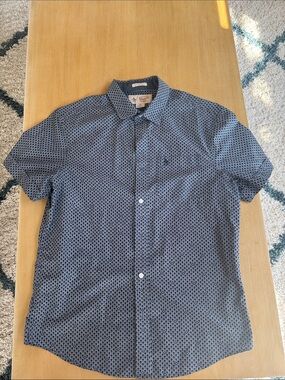 Original Penguin Navy Short-Sleeve Geometric Button-Down Shirt